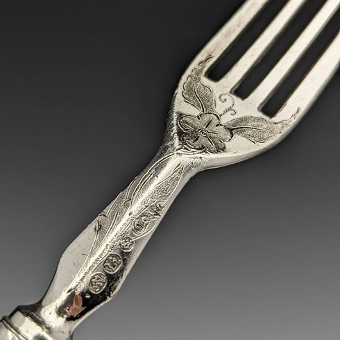 British Antique Solid Silver Handle Cutlery 6 Pair Set MARTIN HALL